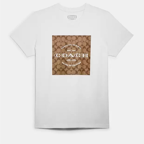 Brand new plain white T-shirt, coach logo - Picture 1 of 2